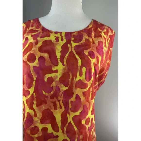 Bali Batiks Hand Painted Resort Wear Sleeveless Dress Bali Beachy Plus Size 1X - Picture 5 of 14
